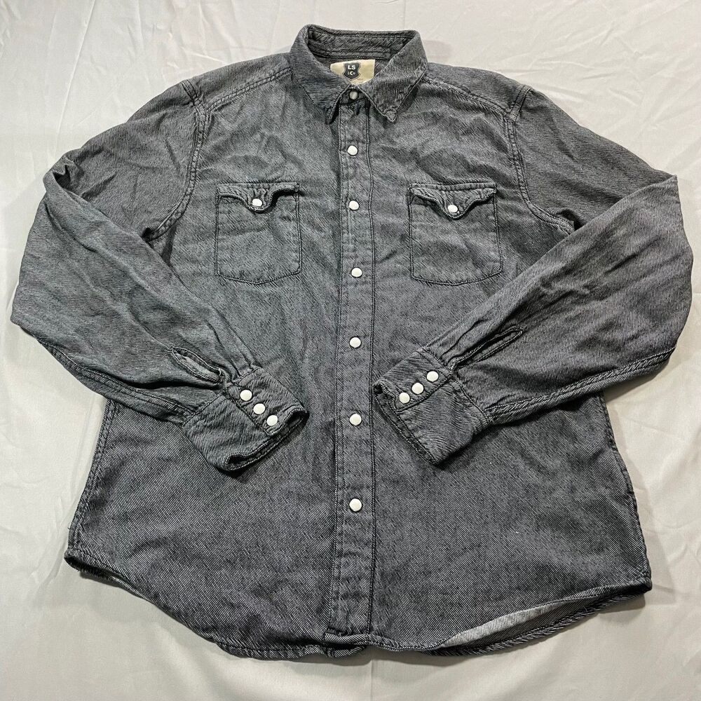 Levi's Denim Shirt Gray Long Sleeve Button Front Pockets Western Cotton Mens M